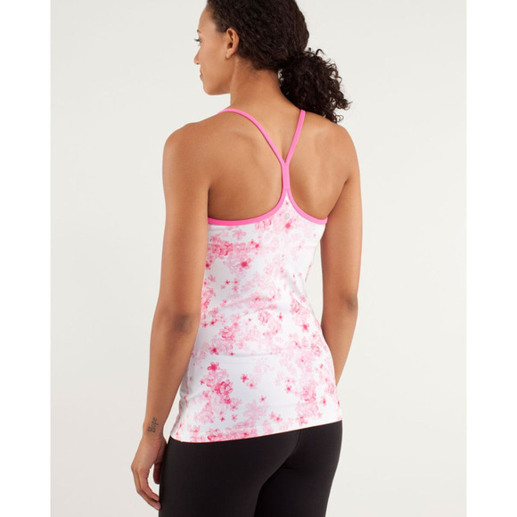 Lululemon Thin Straps Racerback Tank White Pink Floral 4 NWOT - Picture 3 of 13